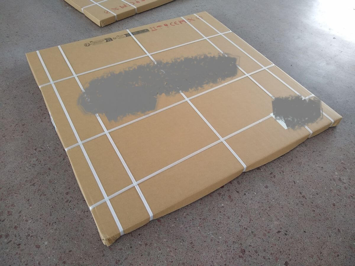 Carton drop test - overall view of KD metal fence packaging