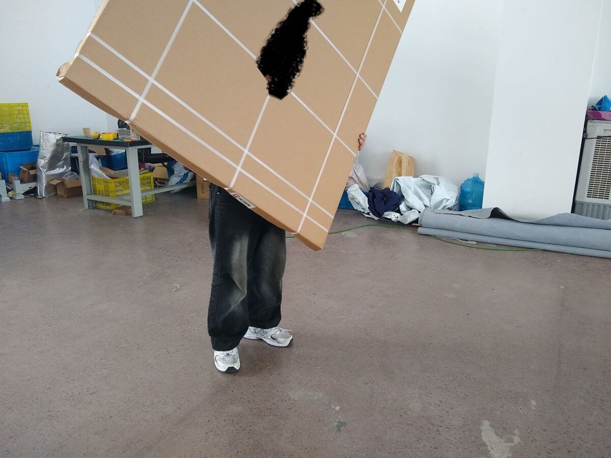 Drop test in progress simulating transport handling