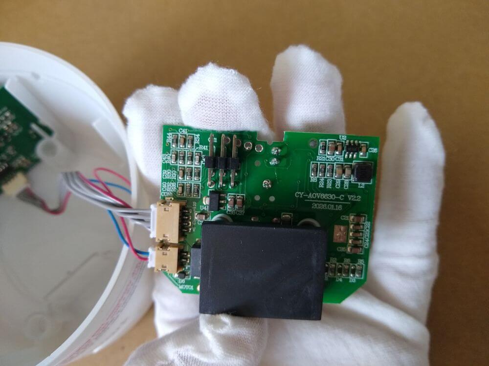 IC board — bottom view, showing through-hole solder quality