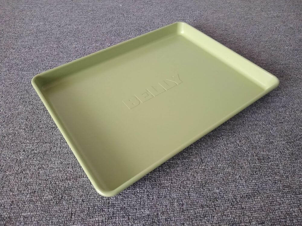 Oven Tray Inspection: Dust Contamination in Paint Coating on Painted 304 Stainless Steel