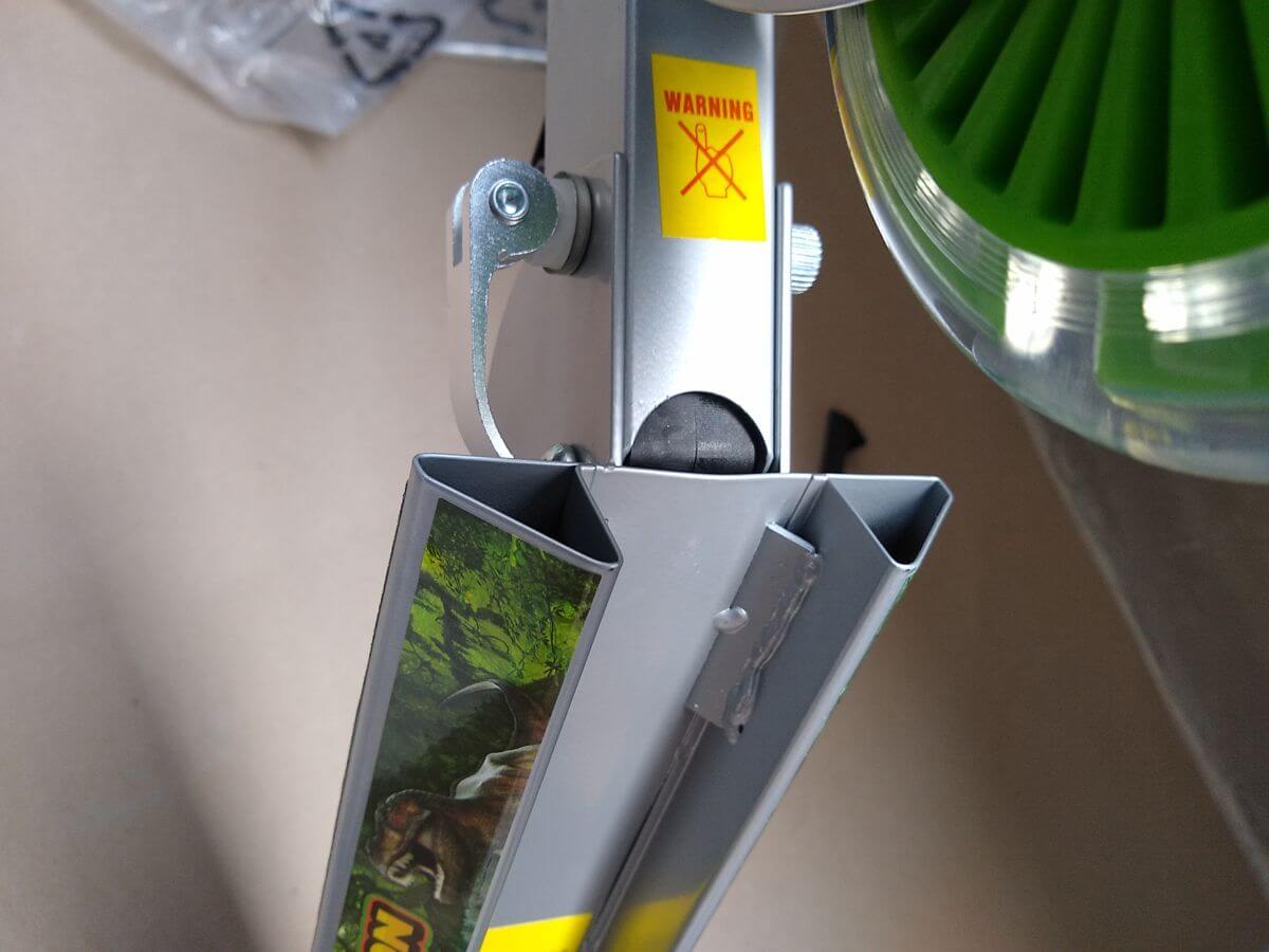 Sheet metal frame of the kick scooter showing the seal cap mounting holes