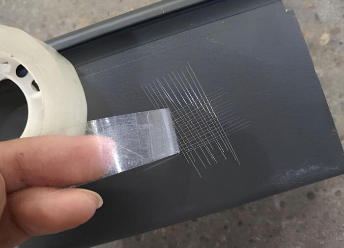 Garden & outdoor inspection in China: tape test revealing coating blistering
