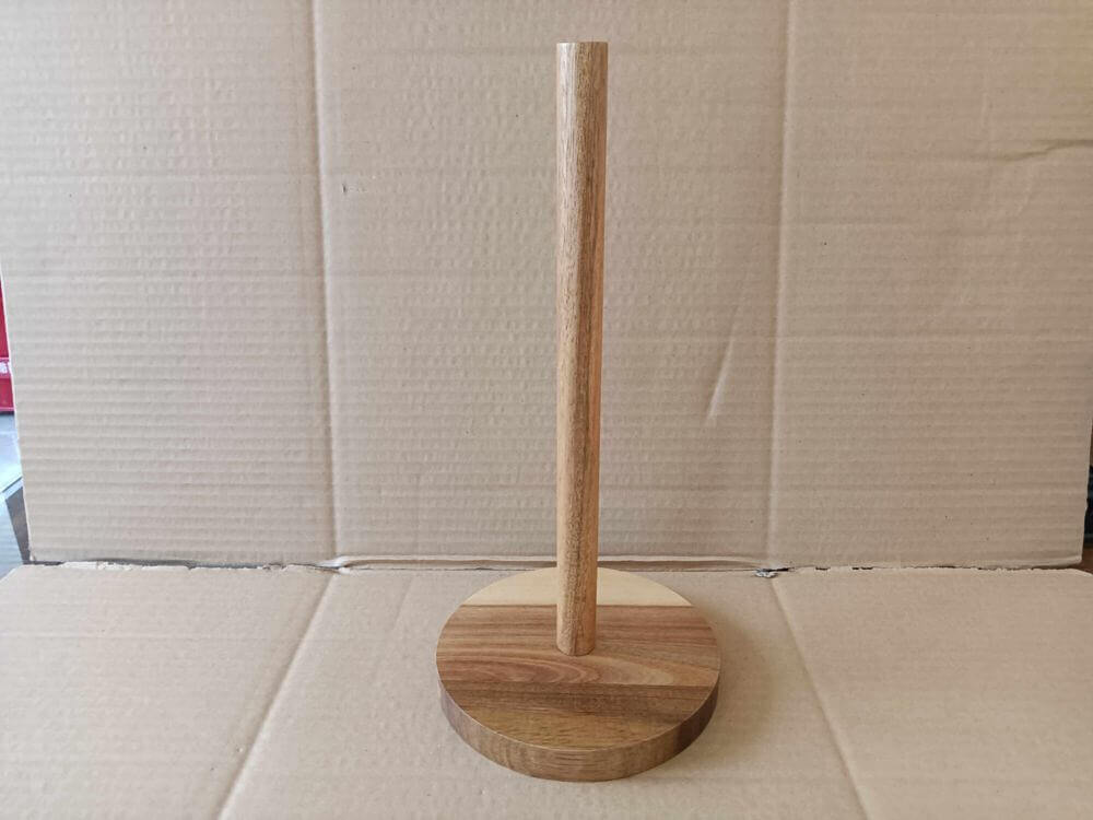 Premium acacia wood toilet paper holder — high-end Amazon home product inspected by CNQ pre-shipment inspection