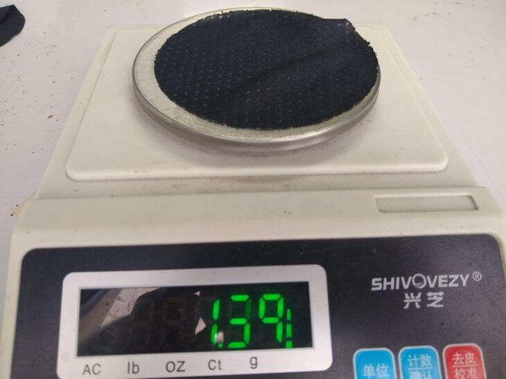 Lining fabric on scale weighing 140 GSM instead of specified 150 GSM during DPI