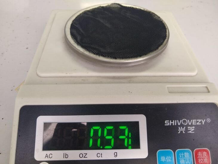 Mesh fabric on scale weighing 80 GSM instead of specified 100 GSM during DPI