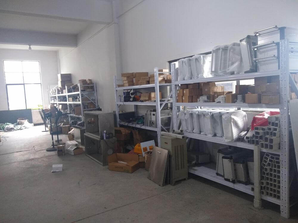 Inside the R&D center — a cluttered storage room