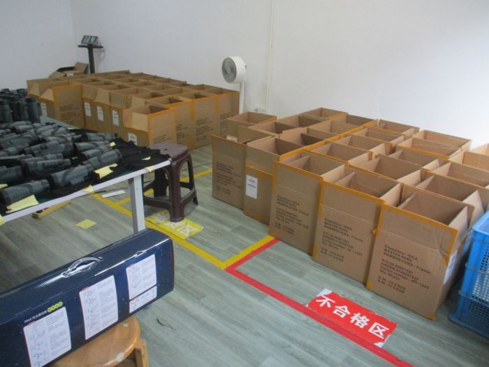 100% full inspection: outer cartons opened and separated at the inspection station
