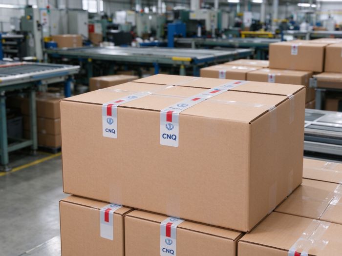 Full inspection seal: tamper-evident tape on palletised cartons before shipment