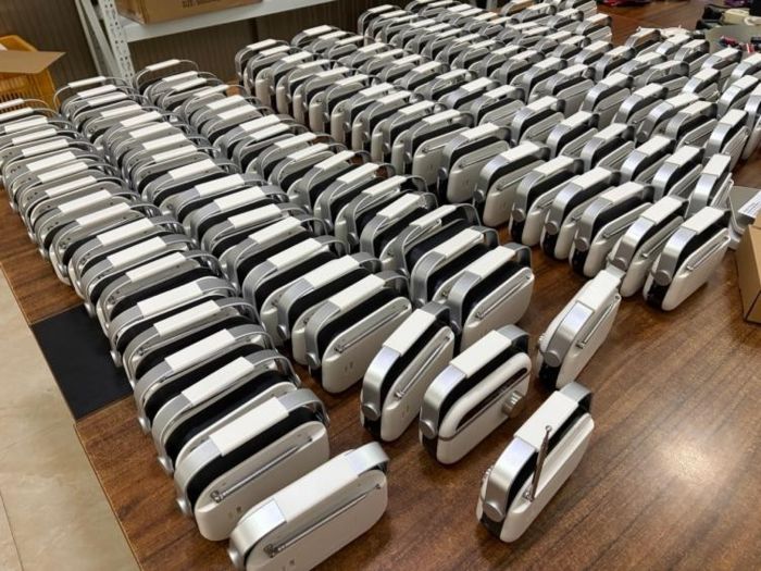 Units awaiting 100% full inspection at a China factory sorting station